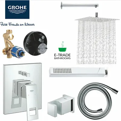 £329.99 • Buy Shower Set: GROHE Concealed Part EUROCUBE Mixer Rain Shower Head 30cm Stick Hose