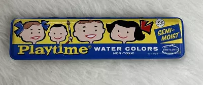 Vtg Playtime Water Color Paint Set 39 Cents Tin Litho Crayola Binney Smith USA • $19.99