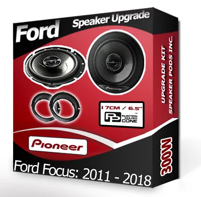 £57.99 • Buy Ford Focus Rear Door Speakers Pioneer Car Speakers + Adapter Ring Pods 300W