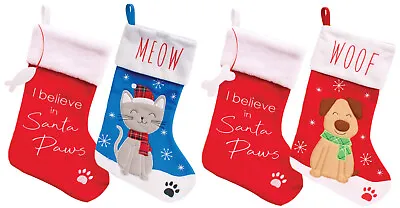 £3.99 • Buy Pet Christmas Stocking For Dog Or Cat Plush Xmas Present Gift Holder To Fill