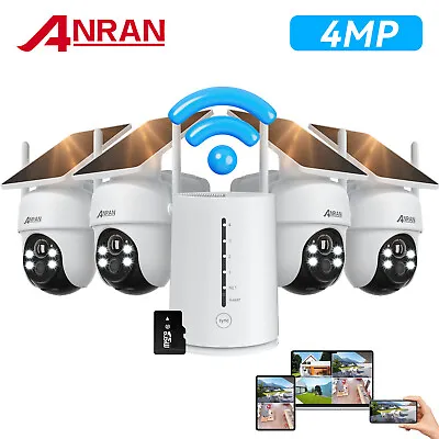 ANRAN 4MP Security Camera System Solar Powered Wireless PTZ Outdoor W/ NVR Base • $259.99