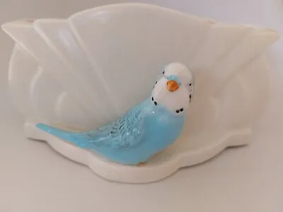 VINTAGE FALCON WARE VASE/JARDINIERE - 1950s - BLUE BUDGERIGAR - GOOD CONDITION • £225