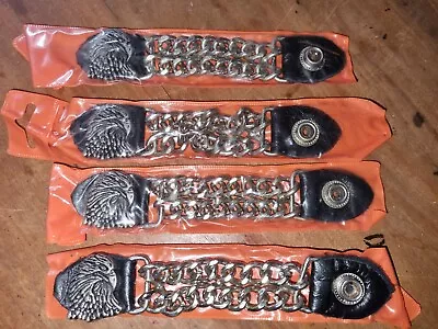 Motorcycle Biker's Vest Extenders Eagle Diamond Cut Chain Set Of 4. New   • $10