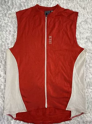 Ibex Full Zip Up Vest Orange Tan Merino Wool Blend Men’s S Water Bottle Holders • $39.99