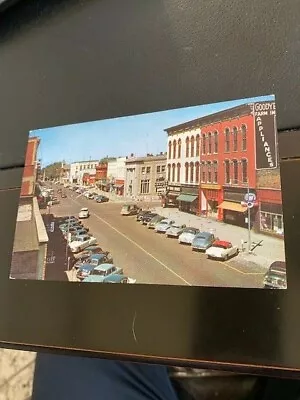 HASTINGS MI Michgan Postcard State Street DOwntown View 1950 Era • $1.50