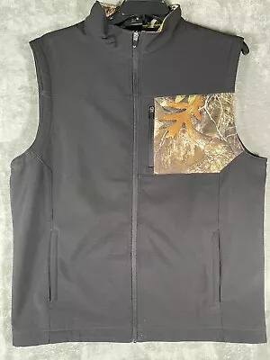 Realtree Mens Vest Black Fleece Lined Stretch Camo Panel Collared Size XL • $16.99
