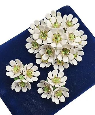 Vintage Signed West Germany Flexible Chamomile Daisy Flowers Brooch Earrings Set • $38