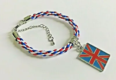 £2.99 • Buy Union Jack Flag Double Sided  Dangle Charm On Small-XXLarge Kumihimo Bracelet