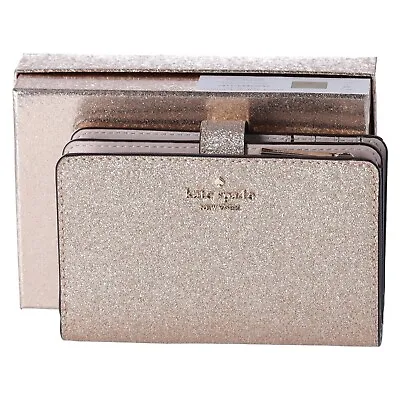 Kate Spade Glitter Glimmer Gold Purse Wallet BiFold Compact Gift Box New Genuine • £69.99