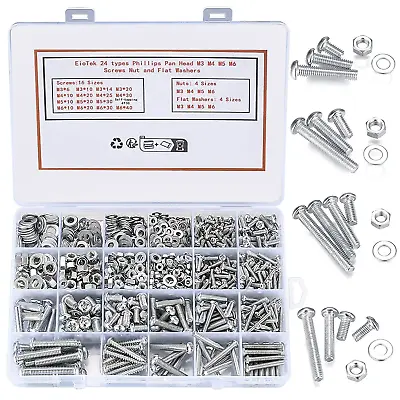 1080 Pcs Screws And Bolts And Nuts Assortment Kit Cross Pan Head Screws Nuts An • $17.09