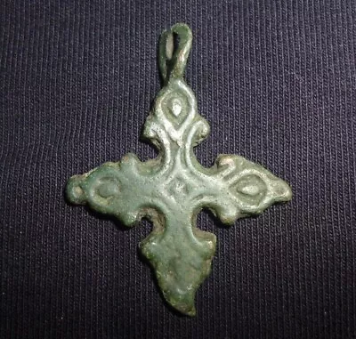 Medieval Viking CROSS - Bronze Amulet / Pendant - 8-10th Century AD    -484 • £55