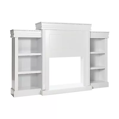 Costway 70  Fireplace TV Stand Media Console Entertainment Center Bookcase White • $239.99