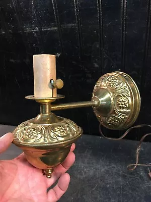 Vintage  Brass Wall Light Fixture Plug In  Lamp  Sconce  MID CENTURY ART DECO • $53.99