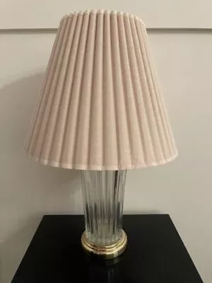 Vintage Crystal Glass Column Table Lamp Hollywood Regency Glam Brass Waterford • $68.13