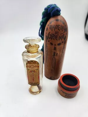 Vintage Maderas De Oriente Perfume Bottle  And Wood Container Empty • $55