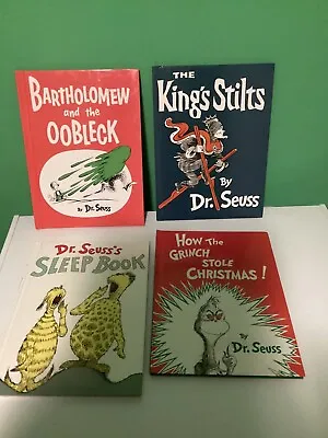 4 Vintage Dr. Seuss Hard Cover Book Lot The GrinchKnight Stilts OobleckSleep • $8