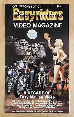 EASYRIDERS VIDEO MAGAZINE No. 1 Video Store VHS Promo Poster David Mann Art • $10