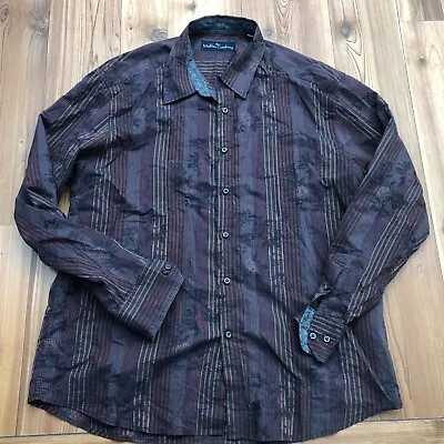 Malibu Cowboy Purple Striped Long Sleeve Button Up Shirt Men's Size 2XL • $20