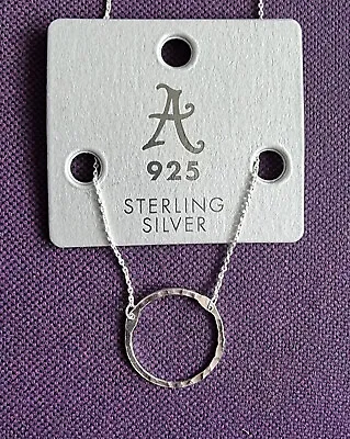 Accessorize 925 Sterling Silver Hammered Circle Pendant Necklace • £9.99