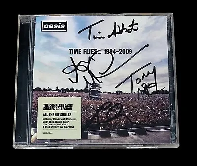 SIGNED OASIS TONY McCARROLL ALAN MCGEE BRIAN CANNON TIM ABBOT TIME FLIES 2 CD • £99.99