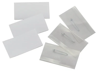 £7.69 • Buy 20 X VISITOR NAME BADGES WITH PINS 40x75mm + INSERTS