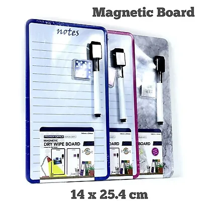 Small Magnetic Board Dry Wipe Fridge Notice Board Whiteboards + Marker 14 X 25cm • £5.84