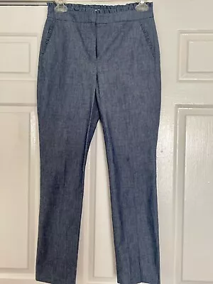 New J. Crew Womens Chambray Casual Cropped Dress Pants Ruffle Trim Accents Sz  2 • $32