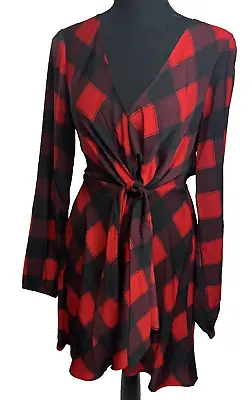 Express Women's Black / Red Plaid Dress Size M (B172) • $23.39