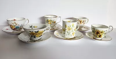 6 VTG English Bone China Teacups & Saucer Sets Yellow Florals Paragon Tea Party • $56.95