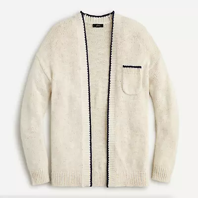 J. CREW Cardigan Beach Sweater Contrast Trim Ivory Black {3B7} • $70