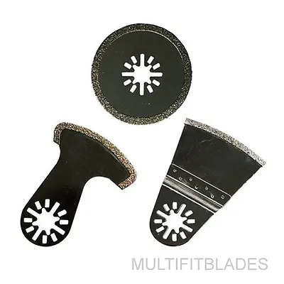 3 Diamond Multitool Grout Blades Fit Ridgid+ Old Fein Multimaster Dremel Bosch • $40.42