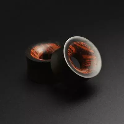 £7.99 • Buy Wooden Flesh Tunnels | Areng Wood Double Flare Tunnel With Rangas Wood Inlay
