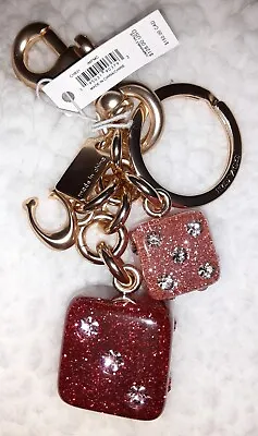 NWT Coach Dice Cluster Bag Charm Keychain Gold Pink Glitter Resin SOLD OUT 🥰 • $77