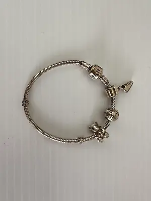 $69.95 • Buy Pandora Sterling Silver Charm Bracelet With 3 Genuine Charms