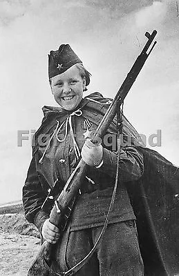 WW2 Picture Photo Sniper Maria Kuvshinova W Mosin Nagant Rifle 2136 • $5.95