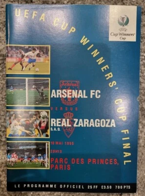 £5 • Buy ARSENAL V REAL ZARAGOZA 1995 UEFA CUP WINNERS CUP FINAL PROGRAMME 