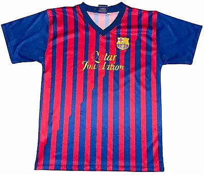 FC Barcelona Size 14 Home Football Soccer Jersey Men #10 Messi L 25.5”- W 18.5” • $17