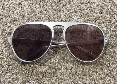 Authentic 1970-80's Vintage FOSTER GRANT Oversized Aviator Silver Sunglasses USA • $4.99