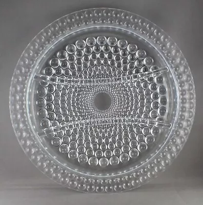 Vintage Thousand Eyes Divided 11  Glass Relish Platter Clear Hobnail Bubble • $12