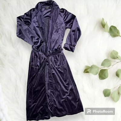 Lauren Ralph Lauren Robe Long Velvet Women’s SZ M Purple Logo Kimono Wrap • $34.50