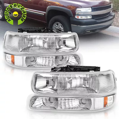 Headlights + Bumper Lamps For 99-02 Chevy Silverado 00-06 Suburban Tahoe 4PCS • $57.99