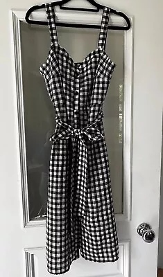 Mint Velvet Black And White Gingham Summer Dress Size 8  • £10