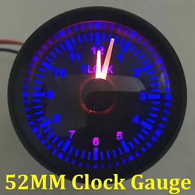 52mm Digital Clock Gauge 0-12 Hours Blue LED For Car Truck Motorbike Boat Yacht • $37.21