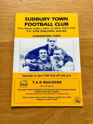 £0.99 • Buy 1988/89 Sudbury Town V Hungerford Town - FA Vase Semi Final 2nd Leg