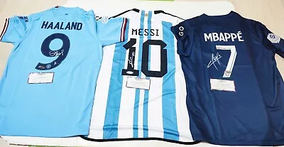 £121.81 • Buy Messi, Haaland, Mbappe Soccer 3 Players Autographed Total 3 Jerseys W/COA *RARE*