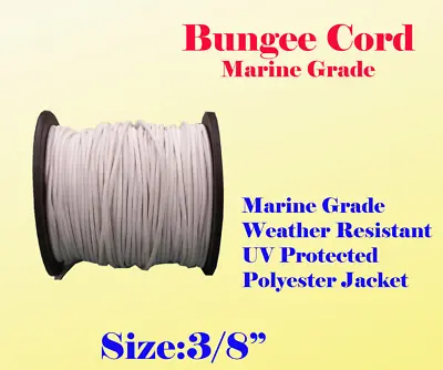 3/8  X  35 Ft Premium Marine Grade Bungee Shock Stretch Cord UV White • $18.95