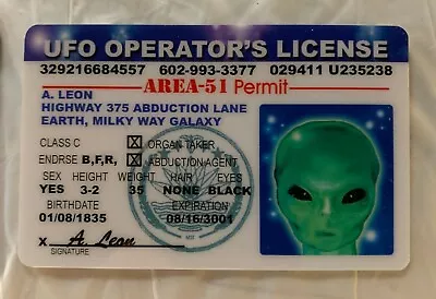 Alien A. Leon MAGNET UFO Operator's License ID Roswell Area 51 Permit Las Vegas • $9.99