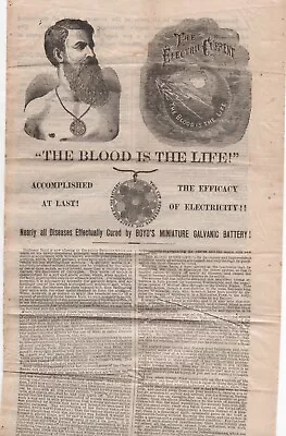 Large 1880s Quack Medicine Flier For J.C. Boyd's Miniature Galvanic Battery • $139.99