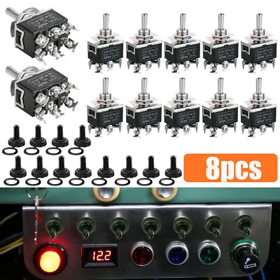 8pcs Waterproof 15A 6pin DPDT Momentary Toggle Switch Boot Cap ON/OFF/ON Amp USA • $20.65