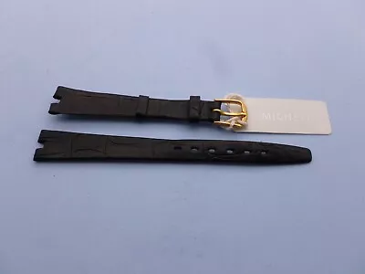Genuine Michele 12 Mm Black G/Leather Watch Band Strap New (NO PIN GOLD BUCKLE) • $27.77
